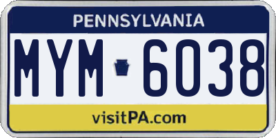 PA license plate MYM6038