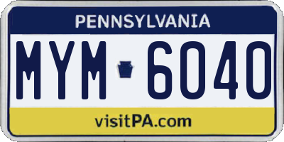 PA license plate MYM6040