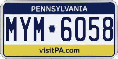 PA license plate MYM6058