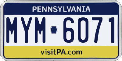 PA license plate MYM6071