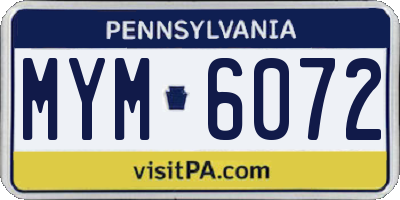 PA license plate MYM6072