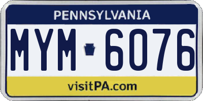 PA license plate MYM6076