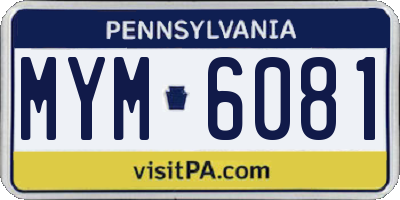 PA license plate MYM6081