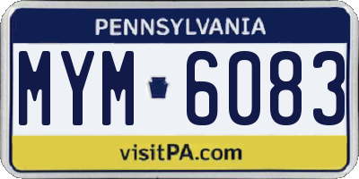 PA license plate MYM6083