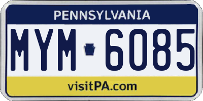PA license plate MYM6085
