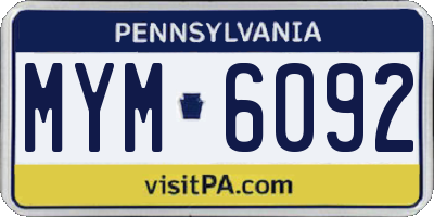PA license plate MYM6092