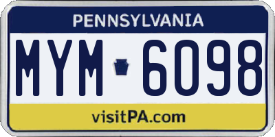 PA license plate MYM6098