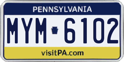 PA license plate MYM6102