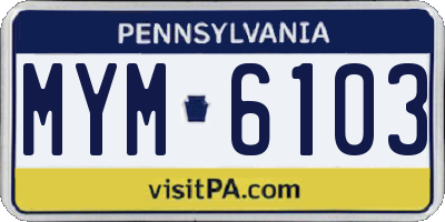 PA license plate MYM6103