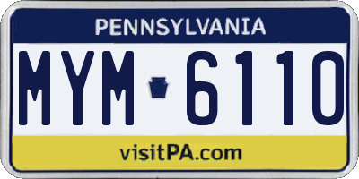 PA license plate MYM6110