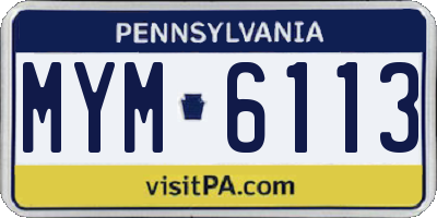 PA license plate MYM6113