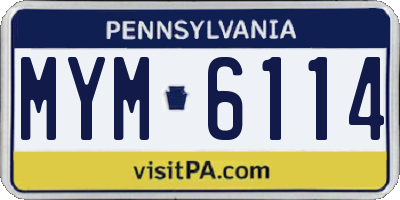 PA license plate MYM6114