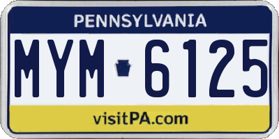 PA license plate MYM6125