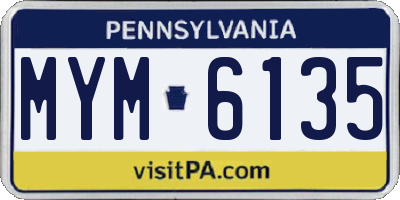PA license plate MYM6135