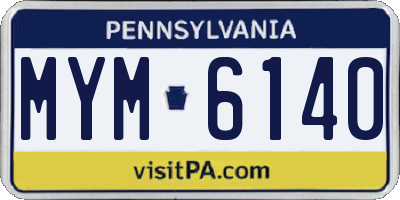 PA license plate MYM6140