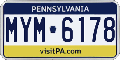 PA license plate MYM6178