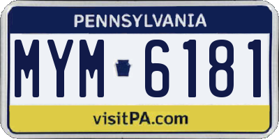 PA license plate MYM6181