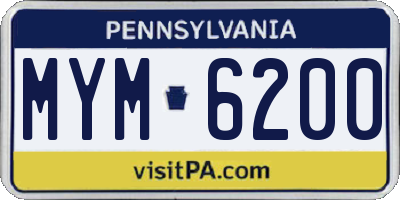 PA license plate MYM6200