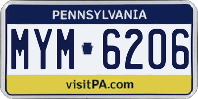 PA license plate MYM6206