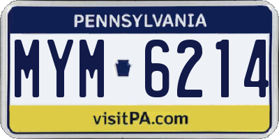 PA license plate MYM6214