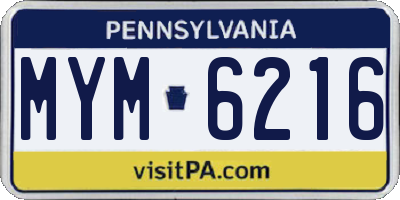 PA license plate MYM6216