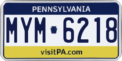 PA license plate MYM6218