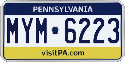 PA license plate MYM6223