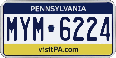 PA license plate MYM6224