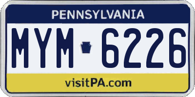 PA license plate MYM6226