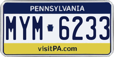 PA license plate MYM6233