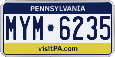 PA license plate MYM6235