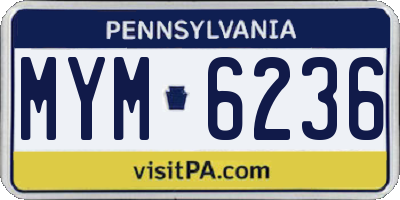 PA license plate MYM6236