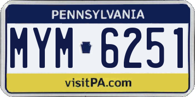 PA license plate MYM6251