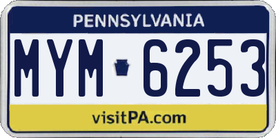 PA license plate MYM6253