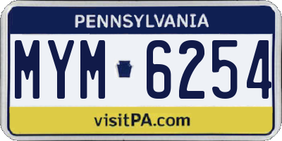 PA license plate MYM6254