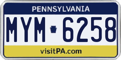 PA license plate MYM6258