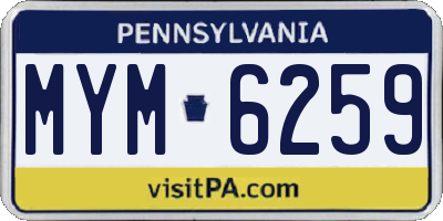 PA license plate MYM6259