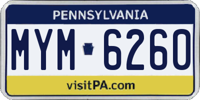 PA license plate MYM6260