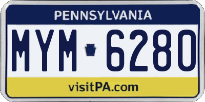 PA license plate MYM6280