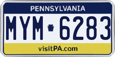 PA license plate MYM6283