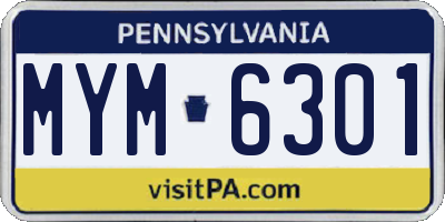 PA license plate MYM6301
