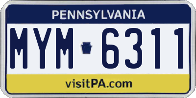 PA license plate MYM6311