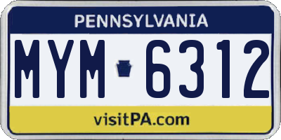 PA license plate MYM6312