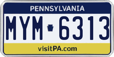 PA license plate MYM6313