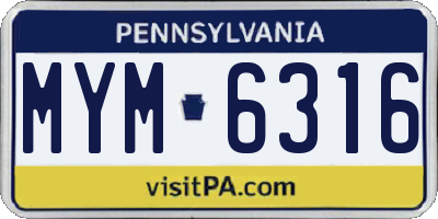 PA license plate MYM6316