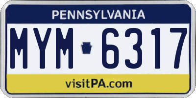 PA license plate MYM6317
