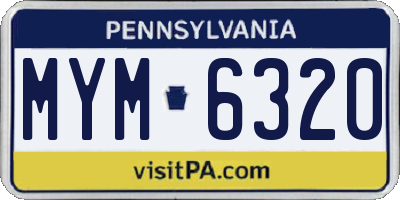 PA license plate MYM6320