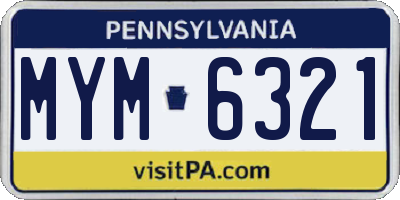 PA license plate MYM6321