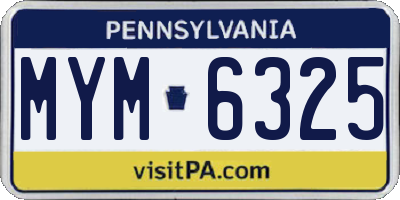 PA license plate MYM6325