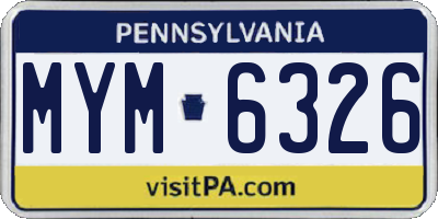 PA license plate MYM6326